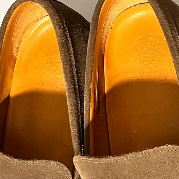 Vince Camuto Taupe Suede Slip-On Loafers - Picture 13 of 13